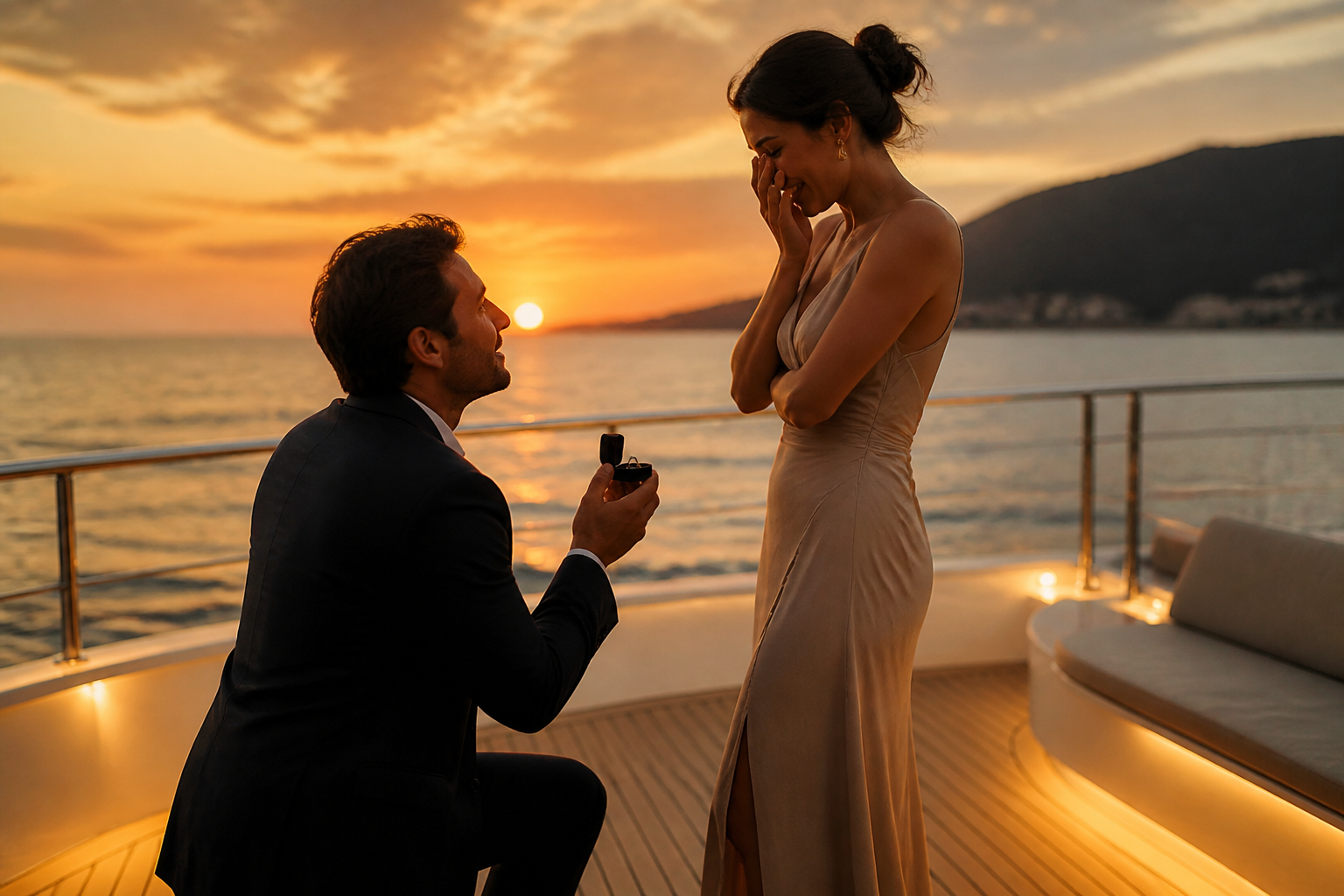Concept: cerere în căsătorie pe yacht